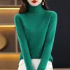 Suéter Base Gola Alta Manga Longa Slim Fit com Abertura Lateral Feminino Cor Sólida Emagrecedor Curto Quente Suéter Interno Top Feminino