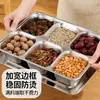 Caja de condimentos dividida de acero inoxidable 304 con tapa, caja de almacenamiento de condimentos para cocina comercial, disponible en opciones de ocho compartimentos y seis compartimentos, adecuada para puestos