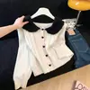 Cardigan de Punto con Cuello de Muñeca Estilo Dulce para Mujer Otoño Invierno Nuevo Manga Larga Reductor de Edad Suave Versátil Top Suéter Chaqueta Mujer