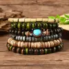 TEMU HIYIN Estilo Bohemio Nuevo Transfronterizo Cuentas de Madera de Cáscara de Coco Pulsera de Hilo Elástico para Hombres Pulsera Pulsera