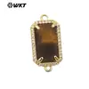 WT-C326 opcional multicolor piedra natural rectángulo circonita adornos conectores colgantes accesorios para joyería DIY