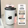 Taza isotérmica de doble boca con estampado de gatito y pez, suave y linda, transfronteriza, con cordón, adecuada para estudiantes, para ir al trabajo y para el coche, portátil y fácil de llevar