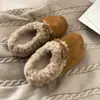 Pantuflas de Algodón Maillard con Lazo para Mujer, Uso en Exteriores, Otoño/Invierno 2026, Con Felpa, Cálidas, Suela Suave, de Poner, Pantuflas Cerradas Peludas