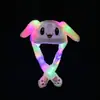 Chacoalhe o mesmo tipo de chapéu de pelúcia de coelho luminoso orelhas de pelúcia podem se mover faixa de cabeça de coelho protetor de frio cachecol de orelha quente chapéu luminoso