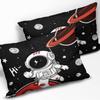 Capa de edredom estampada com estampa de astronauta espacial de desenho animado, conjunto de três peças para decoração de quarto de menino e menina