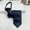Corbata de hombre coreana azul zafiro color sólido perezosa 5CM versión estrecha monocromática cremallera estampado a mano alzada