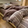 Juego de cuatro piezas de gasa de doble capa estilo botón grado A, funda nórdica y funda de almohada de algodón puro, adecuado para dormitorios de estudiantes, juego de cama de tres piezas