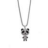 Collar de Acero de Titanio con Colgante de Panda Rojo Móvil con Diamantes de Marca de Moda Cadena Larga de Lana Accesorios para Mujer