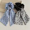 Elástico de Cabelo de Cetim com Bolinhas e Laço Estilo Coreano com Toque de Luxo, Corda Versátil para Rabo de Cavalo e Acessório de Cabelo Estiloso
