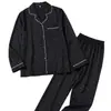 Pijama de seda de hielo transfronterizo para mujer, estilo europeo y americano, estampado de leopardo, nueva colección de otoño, ropa de estar jacquard de alta gama con manga larga y pantalón largo, comercio exterior