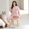 Pantalones Capri de Manga Corta tipo Jersey Algodón Puro Pijama de Verano Traje para Mujer Primavera y Otoño Dibujos Animados Lindos Ropa Exterior Casual para Niñas