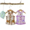 Ropa para Perros Mascotas Teddy Schnauzer Pomerania Perro Pequeño Gato Vestido con Tirantes Primavera y Verano 25 Cuadros Lazo