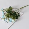 Simulación de un pequeño capullo de rosa verde de 15 cabezas, mini ramo de flores artificiales para decoración de hotel, boda y hogar.