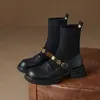 Botas de moda con plataforma negras para mujer, estilo británico, 2026, elegantes y a la moda, nuevas botas Maillard, botines tipo calcetín, botines de tacón grueso