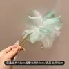 Grampo de Cabelo em Tecido Chiffon Atmosférico com Folhas e Flores Secas, Formato U para Mulheres, Grampo para Coque na Parte de Trás da Cabeça, Novo Acessório de Grampo Estilo Chinês