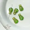 Serie Verde Amarillo de Fuegos Artificiales de Vidrio Checo Doméstico Placa Grabada Hoja Hecha a Mano Pintada con Oro Materiales y Accesorios para Pulsera DIY