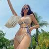 Bikini Sexy de Amor Europeo y Americano 2024 con Correa de Cordón Ajustable y Copa Dura para Mujer, Traje de Baño para Vacaciones en la Playa, Spa