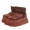 Botas de Nieve con Piel Integrada para Mujer 2025 Invierno Nuevo Estilo Piel de Vaca Lavada y Pelo de Cordero Engrosadas Cálidas Botas de Algodón con Suela Gruesa