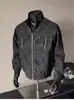 Jaqueta de Cor Sólida com Design de Zíper para Homens, Estilo Casual Americano Retro Resistente, Cardigan Versátil e Confortável