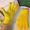 Luvas de dedo aberto femininas de inverno quentes para tela de toque fofas cor sólida para menina estudante casal inverno ciclismo luvas masculinas de cinco dedos