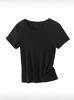Nova Máscara de Água de Seda de Amora Camiseta de Manga Curta com Decote em V para Primavera e Verão Camiseta Básica Fina e Justa de Algodão com Manga Curta para Meninas