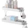 Prateleira de Temperos para Cozinha, Prateleira de Armazenamento para Banheiro, Montada na Parede, Sem Perfuração, Organizador Multicamadas para Temperos e Condimentos, Caixa Multifuncional