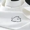 Camiseta de seda de leche estilo americano versátil de manga corta con estampado de oso para hombres y mujeres, adecuada para parejas, top simple y versátil