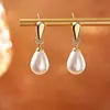 Pendientes de Botón de Perla en Forma de Lágrima Simples Elegantes Lujo Ligero Gama Alta Estilo Coreano Versátiles Pendientes para el Trabajo Pendientes de Moda para el Trabajo para Mujer