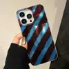 Funda Adecuada para Teléfono Móvil Apple 17Pro Color Degradado Carcasa de Papel de Aluminio Rayas Marrones Funda Protectora para Mujer Iphone16