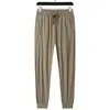 Calça Casual de Seda Gelada Alta Elasticidade Masculina Verão Cintura Elástica Calças para Meninos Faixa Secagem Rápida Macio Malha P81003