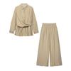 Comércio Exterior Amazon Transfronteiriço Roupas Femininas Outono 2025 Novo Elegante Camisa com Design de Nó Elegante Calça de Cintura Alta Wide Leg para Mulheres