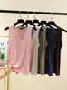 Chaleco Suelto Elástico de Cuello Ovalado Verano Modal Moderno Versátil Talla Grande Camisa Base Dobladillo Curvo Top para Mujer