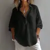 Camisas de Color Sólido para Mujer Transfronterizas, Tops Casuales de Manga Larga con Cuello, Estilos de Botones para el Uso Diario en Primavera y Verano