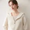 Nuevo Cárdigan de Punto de Cachemir con Capucha y Doble Cremallera Otoño/Invierno 2026 para Mujer, Holgado, Perezoso, Suave, Abrigo Suéter Cálido