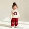 Sudadera de Conejo para Niñas 2025 Nuevo Otoño Elegante Sudadera con Parche Estilo Coreano para Niños Pantalones Deportivos de Manzana Modernos