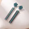 Pendientes Largos Colgantes con Incrustaciones de Turquesa Más Vendidos a Nivel Mundial Estilo Étnico Occidental Retro Pendientes Elegantes de Gama Alta de Nicho