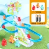 Sacude el sonido del mismo patito amarillo subiendo escaleras juguete de tobogán de patito para niños pista de música interactiva educativa eléctrica
