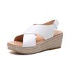 Sandalias de Cuña de Talla Grande para Mujer Deseo Amazon Europeas y Americanas Tejidas con Paja Cuerda de Cáñamo Punta Abierta Sandalias Romanas Cruzadas con Punta Abierta para Mujer