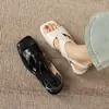 Sandalias Cuadradas de Nuevo Estilo Europeo y Americano 2026 con Tacón Grueso de 4 cm, Punta Abierta, Transpirables, Sandalias de Cuña con Hebilla, Talla Grande