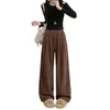 Pantalones de pana de punto de pierna ancha de corte relajado para mujer, nuevo estilo primavera y otoño, con caída, versátiles, de cintura alta, holgados, adelgazantes, casuales, largos
