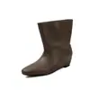 Botines de Moda Sencillos Estilo Británico de 6 cm 2026 Otoño/Invierno Nuevos Punta Cuadrada Suela Plana Altura Oculta Slip-on Botas Vaqueras