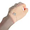 Vanjia Banhado a Ouro 18K Trevo da Sorte Pétala Trevo Completo com Diamante Corrente para Clavícula Pingente de Flor Única Anel de Flor Estilo Ins