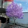 Follaje Artificial, Ramas de Jacarandá Azul, Decoración para Interiores y Exteriores, Proyectos de Paisajismo para Centros Comerciales, Plantas Falsas, Hojas Liles al por Mayor