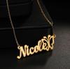 Colar de nome de corte europeu e americano transfronteiriço DIY Carta Renda Distinta Embelezada Titânio Aço Neckchain Presente de Férias Jóias