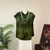 Vestido de Chá Jacquard Zhi Li Manga Meia-Lua Blusa 2026 Verão Novo Estilo Gola Alta Emagrecedor Top Artístico Retrô