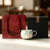 Taza de café y platillo de cerámica pintados a mano con diseño de orquídea, nuevo estilo chino, lujo ligero, adecuado para el hogar, la oficina y para agasajar a invitados, exquisita taza de té