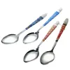 Cucharas de Acero Inoxidable con Patrón Creativo Personalizado, Cubiertos para Mesa de Restaurante y Hotel, Cucharas con Estampado de Flor Asada al por Mayor