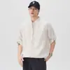 Ropa Popular para Hombre / Camisa Ligera de Lino de Manga Corta Estilo Old Money para Hombre, Camisa Casual Holgada Retro Americana