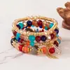 Pulsera Bohemia de venta caliente transfronteriza con colgante de cristal, cuatro pulseras de cuentas de vidrio, elástica, exquisita joya para la mano