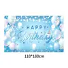 Novos adereços de decoração de aniversário transfronteiriços: Bandeiras decorativas de poliéster 100D, tecido para fundo de aniversário, faixas e dísticos personalizados